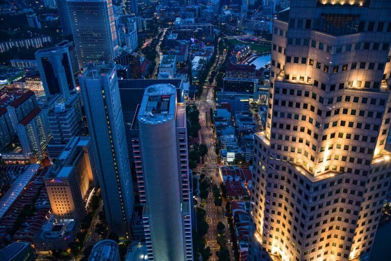 singapore Illuminated Buildings during Night Time